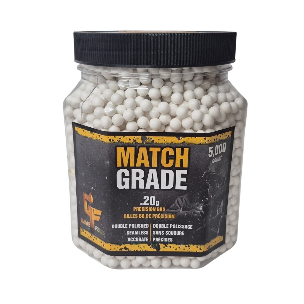 Game Face 20GPW5J 6mm Match Grade .20-Gram 6mm White Airsoft BBs 5000-Count NEW